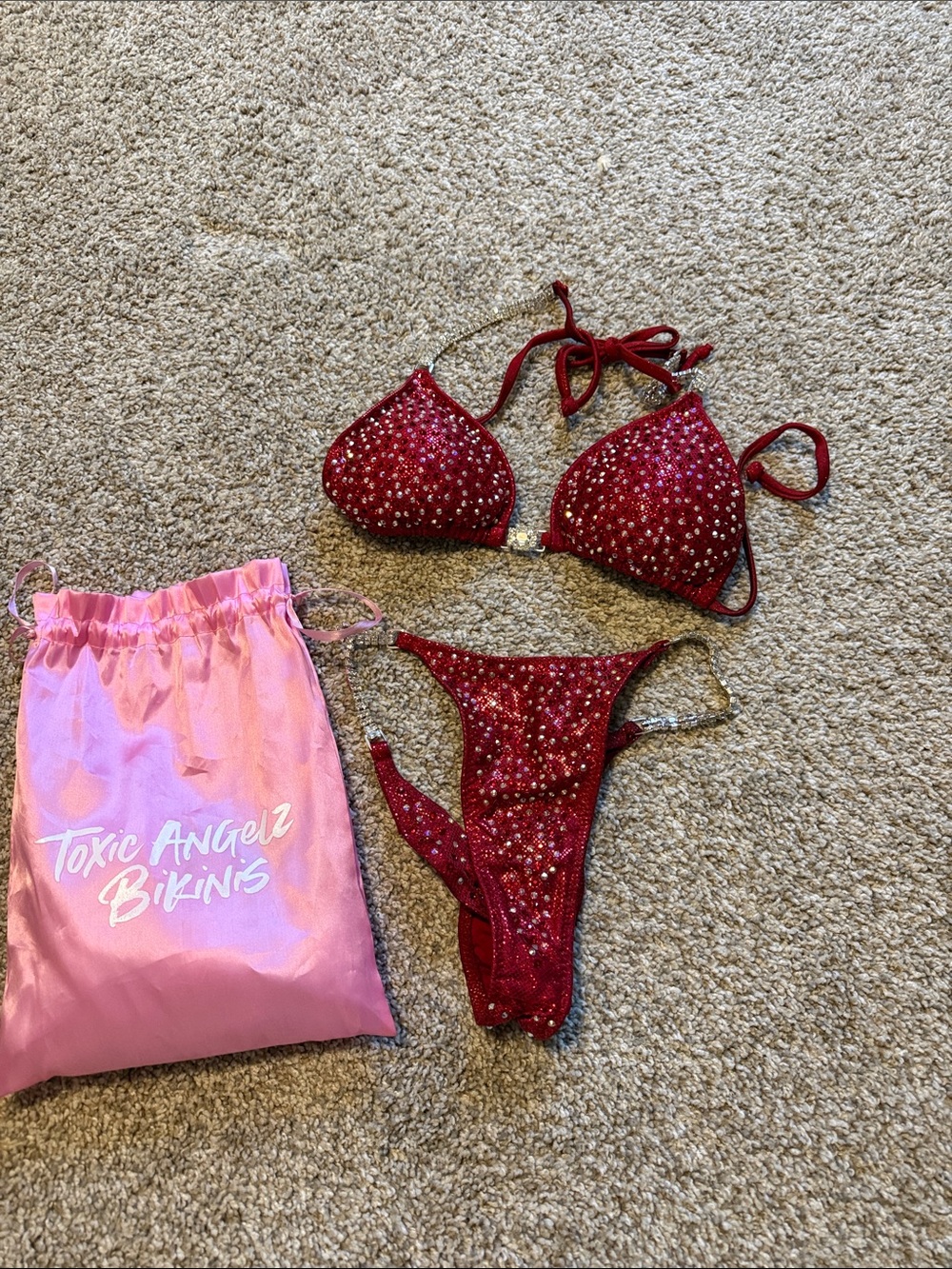 Toxic Angelz Rhinestone Red Bikini Set